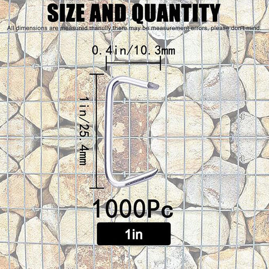 1000Pcs 1" Galvanized Hog Rings Assortment Kit, Professional Hog Rings Installation Kit for Bungee Shock, Cords, Animal Pet Cage