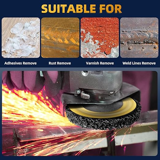 10 Pack 4.5 inch Strip Discs for Angle Grinder, Wire Stripping Wheel Paint Remover for Metal Surfaces, Abrasive Wheels Grinding Discs for Rust Welds Oxidation (4-1/2" x 7/8"), Black