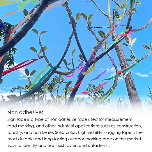 2 Pack Orange Flagging Tape, Non-Adhesive Plastic Ribbon Neon Marking Roll, 1"*400ft, Marking Tape for Tree Marking, Hunting, Boundaries and Hazardous Areas,Trail Marking