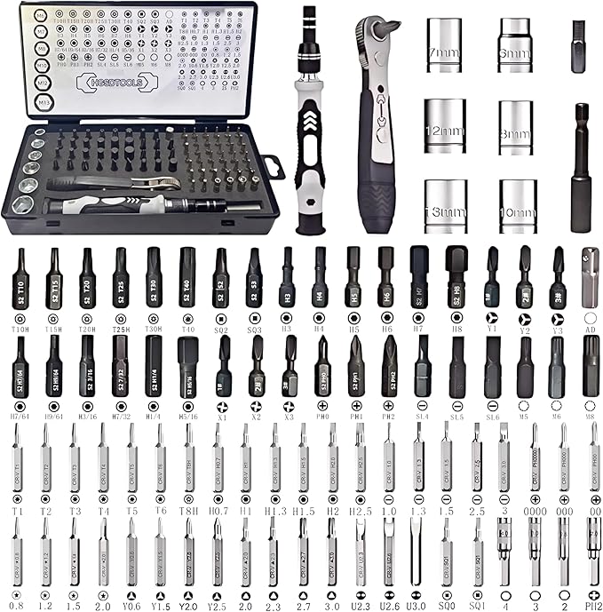 Right angle screwdriver and Precision Screwdriver Set 88 in 1 1/4 mini ratchet wrench S2/CRV Magnetic 1/4 inch bits 90 Degree Offset Dedicated to small spaces Home&Outdoor Portable Tools