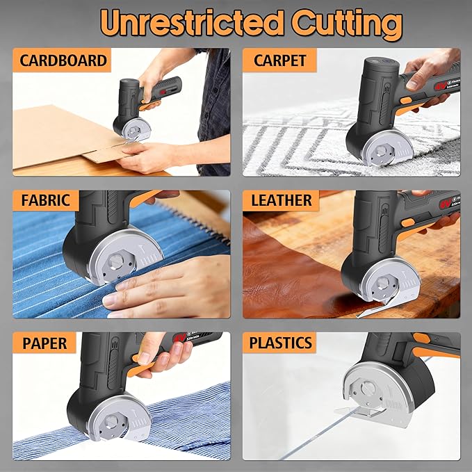 2026 Upgraded Cordless Electric Scissors - Larger 1.84" Tungsten Blade, Wider Opening, 320 RPM, 1/3" Max Thickness, 3-Speed & LED Display, Cardboard Cutter Designed for Cardboard box, Black