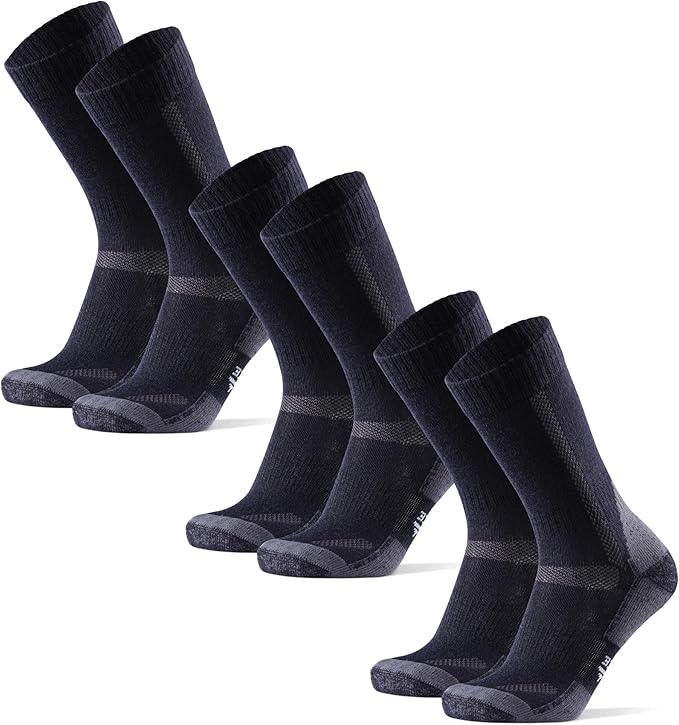 DANISH ENDURANCE Merino Wool Hiking Crew Socks for Men & Women, Cushioned Anti-Blister, Breathable - 3 Pairs