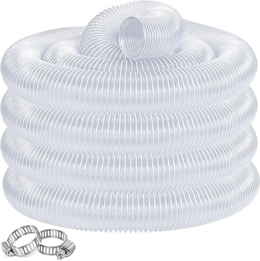 Dust Collection hose 2-1/2 in 횞 5 ft Clear Flexible PVC Fume Hose with Carbon Steel Wire for Dust Collector Table Saw Planer Woodworking, Lightweight and Puncture Resistant, with 4 Clamps