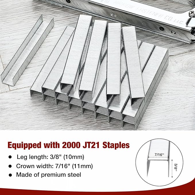 Arrow JT27 Light Duty Staple Gun Kit, Thin Wire Stapler with 2000 Pieces JT21 3/8" Staples, Lightweight Chromed-Steel Housing