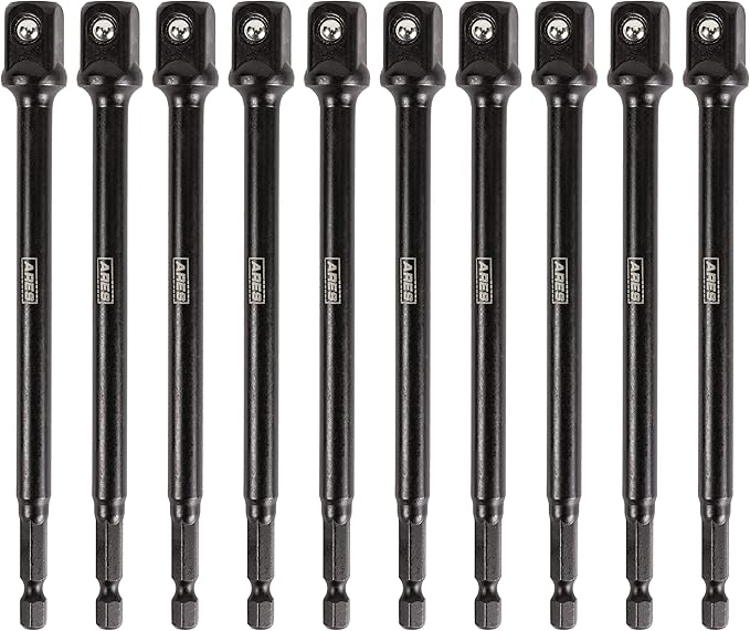 ARES 70391-10-Piece 1/2-Inch Drive 6-Inch Impact Grade Socket Adapter Set - Extensions Turn Power Drill into High Speed Nut Driver