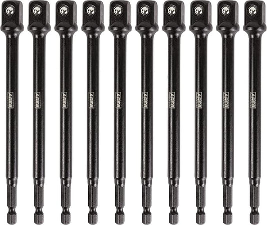 ARES 70391-10-Piece 1/2-Inch Drive 6-Inch Impact Grade Socket Adapter Set - Extensions Turn Power Drill into High Speed Nut Driver
