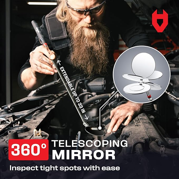 NoCry Telescoping Magnetic Pickup Tool Set for Father's Day Gift ??Magnetic Wristband, Extendable Mechanic Mirror, Telescoping Pen, 360째 Flexible Flashlight, 3-in-1 Screwdriver ??Magnetic Tool Set