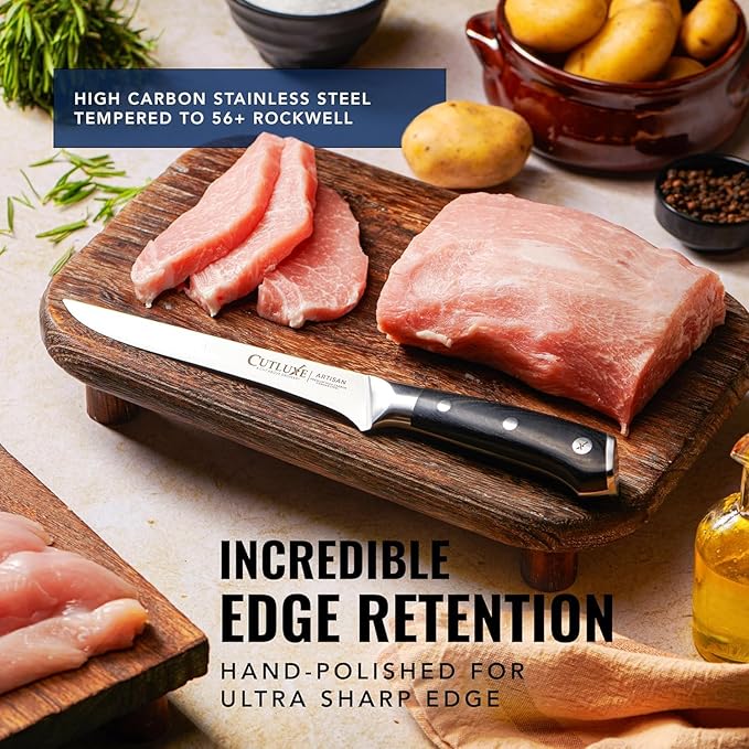 Cutluxe Carving Knife Set for BBQ & Brisket ??Razor Sharp German Steel Slicing and Boning Knife for Meat Cutting, Full Tang & Ergonomic Handle, Grilling Gifts for Men ??Artisan Series