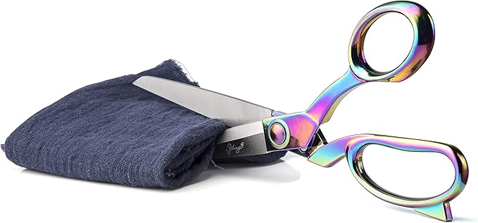 eZthings짰 10" Dressmaker Sewing Classic Ultra Sharp Shears Heavy Duty Tailor Fabric Scissors in Titanium Coating Stainless Steel (10 Inch Rainbow)