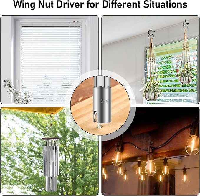 SUNJOYCO 3 PCS Power Wing Nut Driver Bit Set, CR-V Steel Wingnut Socket Bits, Eye Hook Drill Bit, Eye Bolt Drivers, 1/4 Inch Hex Shank Nut Driver for Wingnut, Screw Hook, Wire Twisting, 10mm 12mm 16mm