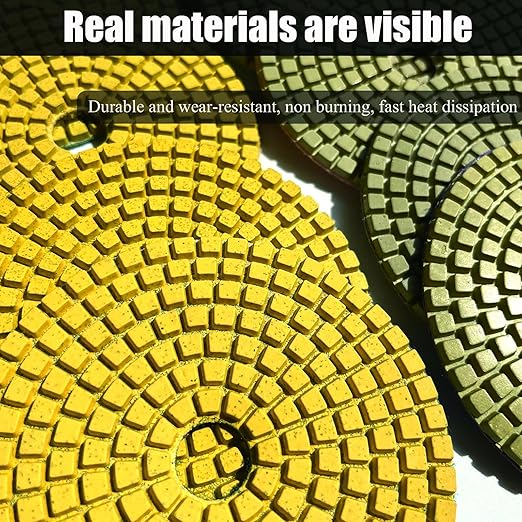 15 PCS Diamond polishing Pads Kit with Backer Pad, Quartz countertop Repair kit, 50-10000 Grit 4 inch Polisher Wheel Disc for Granite, Marble, Concrete, Stone, Glass, Ceramic Tile Polishing