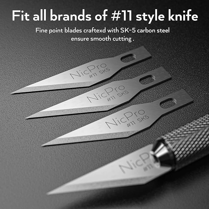 Nicpro 120 PCS Hobby Blades Set SK-5, Utility #11 Art Blades Refill Cutting Tool with Storage Case for Craft, Hobby, Scrapbooking, Stencil