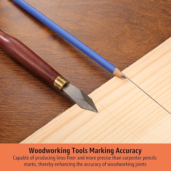 Professional Woodworking Marking Knife – 7.09 Inch Layout Woodworking Tools, Sharp Stainless Steel Blade, Hardwood Handle, Precise Wood Working Tools and Accessories for Carpenter, Carpentry