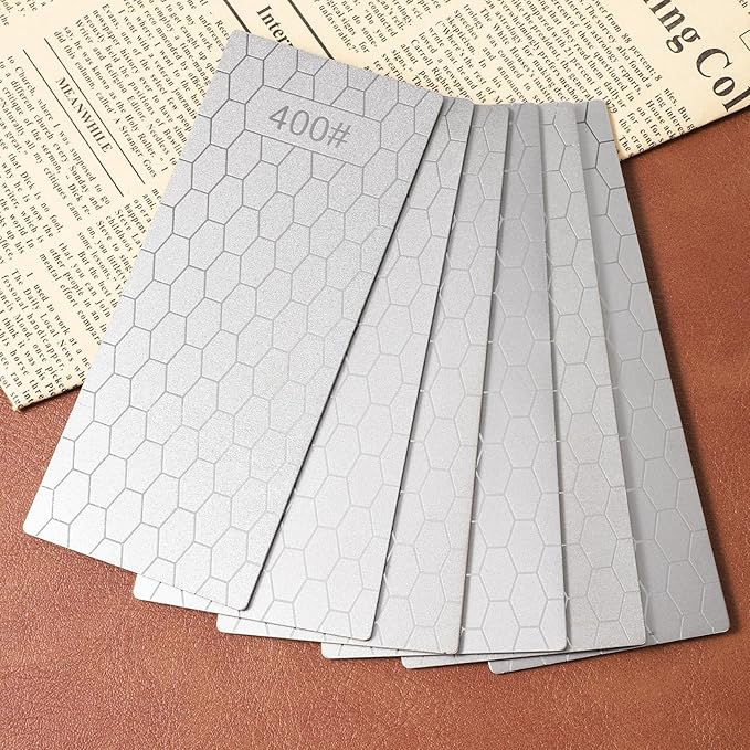 6 Pcs Diamond Sharpening Stone Set with Non-slip Base Knife Sharpening Stone 400/600/800/1000/1200/2000 Grit Sharpener Diamond Lapping Plate for Chisels, Plane Irons, Knives, Blades