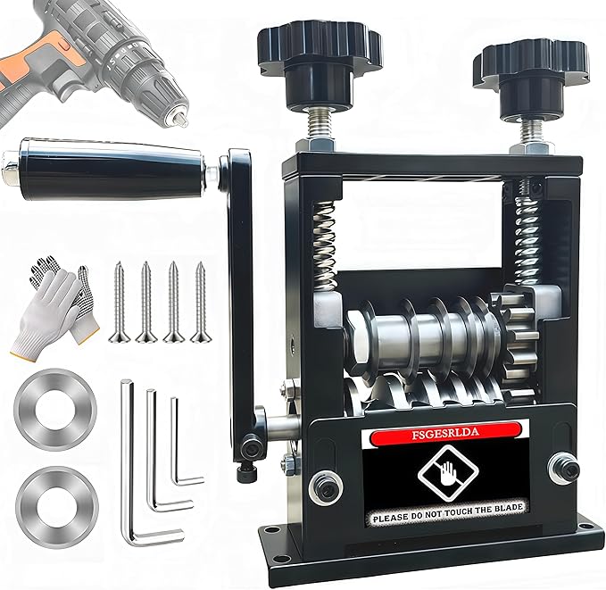 Manual Wire Stripper Machine,Drill Powered Hand Crank Wire Stripper Tool With 6 Channels and 5 Blades,Wire Stripping Tool for 0.06"-0.65" Scrap Wire,Scrapping Copper Wire Peeler Machine (Black)