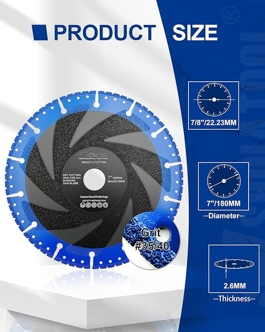 SHDIATOOL 7 Inch Metal Cutting Diamond Blade All Purpose Cut Off Wheel for Rebar Sheet Metal Angle Iron Stainless Steel