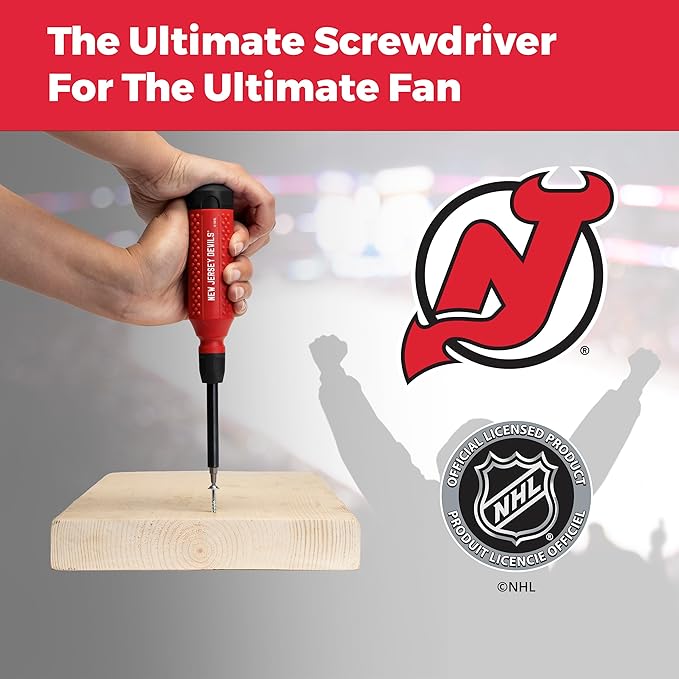 MEGAPRO짰 NHL짰 Team Edition Multi-bit Screwdriver | Officially Licensed NHL짰 Gear | Durable, Ergonomic, Pro-Grade Screwdriver (New Jersey Devils짰)