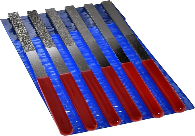 SE 6-Piece Diamond Flat File Set for Metal, Glass, Wood, and Crafts - 40 to 600 Grit - 74336DF