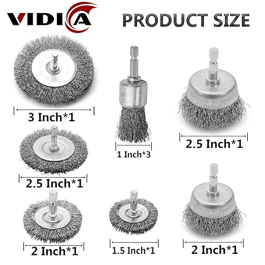 Wire Brush for Drill Set 9Pcs,Abrasive Wire Wheel for 1/4 Inch Hex Shank, Wire Cup Brush for Drill, Coarse Crimped Carbon Steel Wire Brush Set for Removing Paint and Rust