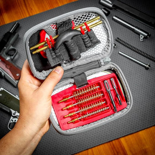 Real Avid Pistol Cleaning Kit 1911 Accessories | 1911 Bushing Wrench Takedown Tool 45 ACP Caliber 22 38 9MM 40 45 Cal Gun Tools & 1911 Field Guide | 9mm Cleaning Kit w/ Gun Cleaning Brush Rods Patches