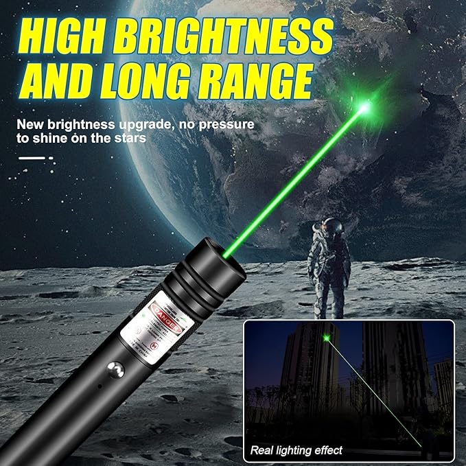 Green Laser Pointer High Power, Rechargeable Flashlight with Laser Pointer, Long Range Laser Pointer for Astronomy Construction and Outdoor Adventures