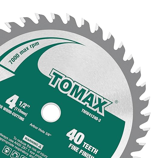 TOMAX 3 Pack 4-1/2 Inch 40 Tooth ATB Finishing Saw Blade with 3/8-Inch Arbor