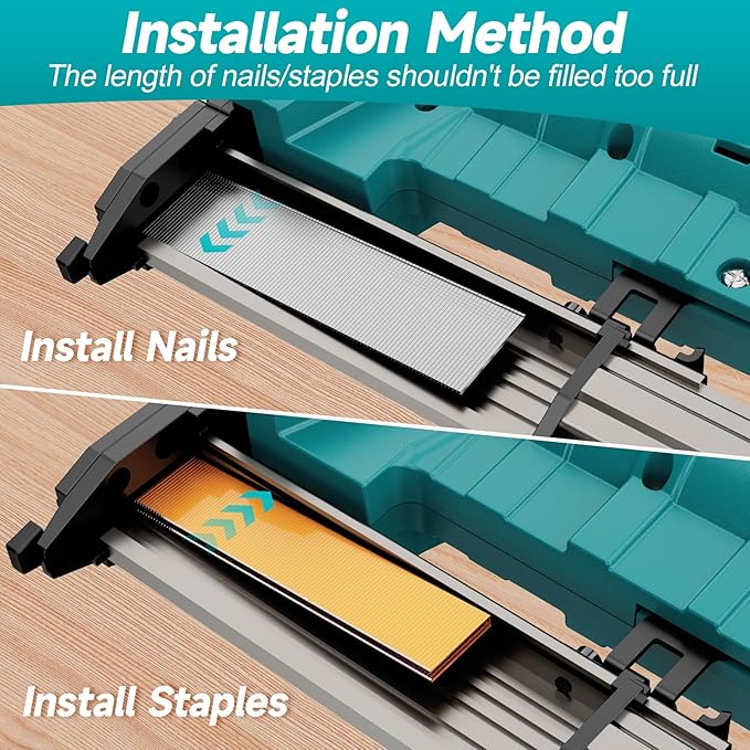 Cordless Brad Nailer, Nail Gun with 2Pcs 4.0Ah Battery, 18 Gauge 2 in 1 Electric Staple Guns Battery Powered for Upholstery & Carpentry, Include 1600Pcs Nails & Staples, Charger (Brad Nailer)