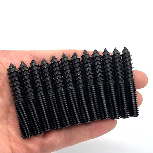 12 Pack 5/16-18 x 2 Inch Black Hanger Bolts Double Headed Bolts for Furniture Screws 50mm Length