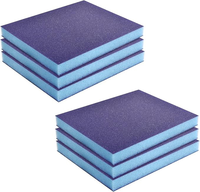6 Pcs Sanding Sponge 100 Grits Wet Dry Sandpaper Sponges Washable & Reusable Sanding Blocks Double Sided Abrasive Sponge for Wood, Metal, Drywall & Furniture Polishing Blue