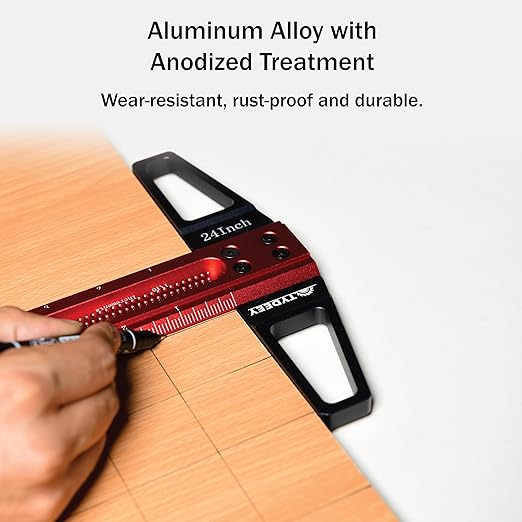 TYDEEY 12, 24, 31, 39 in Ultra-Precision Woodworking Scriber T-Square Ruler 24 in Measuring and Layout Tool, T Type Wood Aluminum Square Rulers for Architect and Carpenter Work