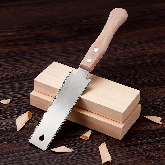 Japanese Hand Saw Double Edge Pull saw 6 Inch Ryoba Blade 14/17 TPI, Beech Handle Woodworking Tool SK5 Flexible Blade Flush Cut Saw for Wood Cutting