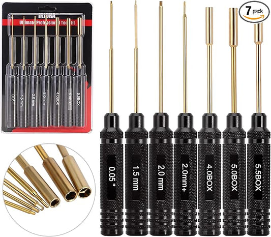 INJORA 7 PCS RC Hex Screw Driver Nut Driver & Phillips Screwdriver Tool Set, RC Car Repair Tool Kit, Allen Wrenches Sets, Socket Driver For 1/18 1/24 RC Mini Crawler Car SCX24 TRX4M FCX24