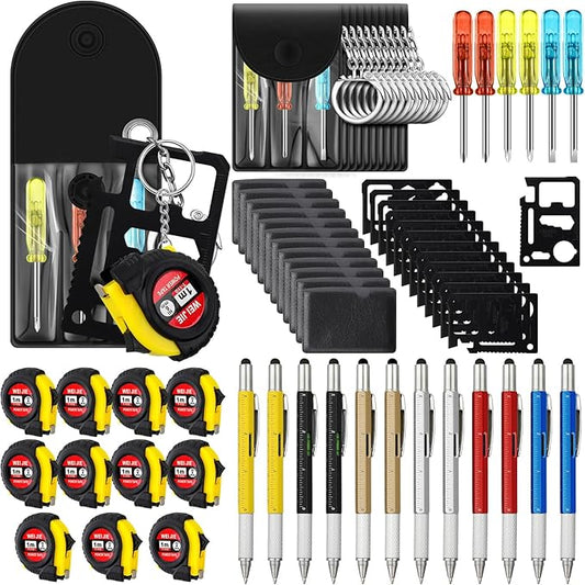 48 Pcs Mini Tape Screwdriver Keychain Set Valentine's Day Men Gifts Bulk Employee Appreciation Gift Bulk Multitool Pen Card for Adult Tool Party (Multicolor)