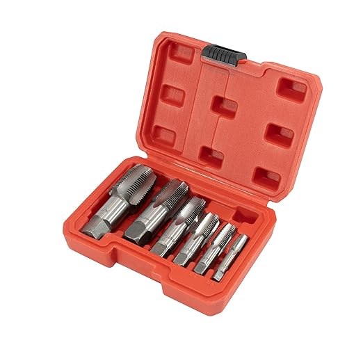 HFS(R) 6-piece NPT pipe tap set Machine Screw Metric Tap and Die Bit Set竊똲izes includes 1", 3/4", 1/2", 3/8", 1/4", and 1/8"