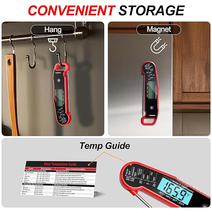 Atogou Professional Food & Meat Thermometer, 1 Sec Instant Read & 짹0.5??Accuracy, Thermocouple Sensor, IP67 Waterproof Digital Thermometer for Cooking, BBQ, Grill Gifts for Men Him Dad Birthday