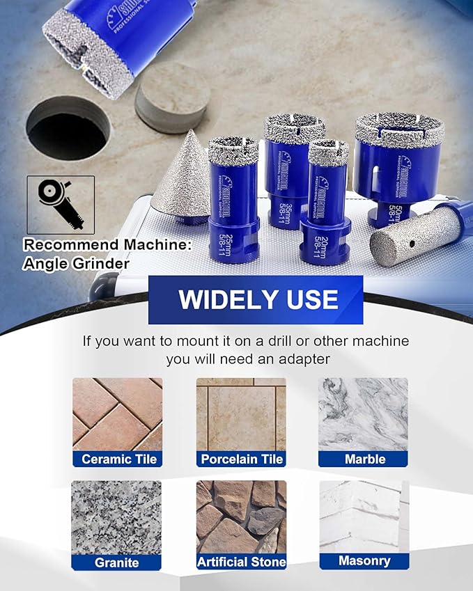 SHDIATOOL Tile Diamond Drill Bits Set,Porcelain Hole Saw, Cutter for Marble Ceramic Granite 6pieces(20/25/35/50/20MM/2 inch)