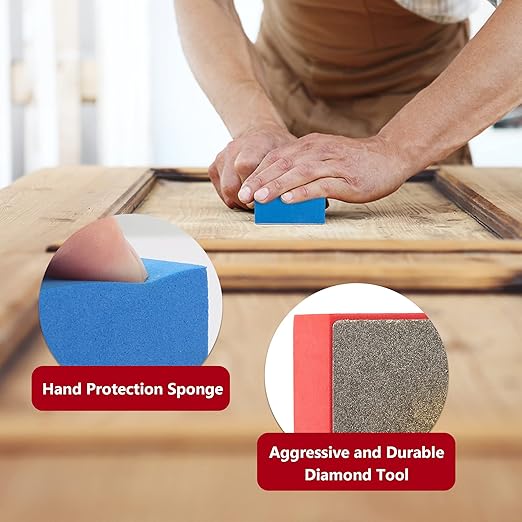 4Pcs Diamond Hand Polishing Pads for Sanding Ceramics Glass Tile Concrete Stone Marble Granite, 60#,100#,200#,400# (Plane)
