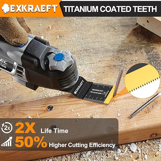 100 PCS Oscillating Tool Blade Multitool Blades, Universal Titanium Oscillating Saw Blades for Metal Nails, Wood and Plastic, Multi Tool Blades Kits Fit Dewalt Milwaukee Ryobi Rockwell Fein