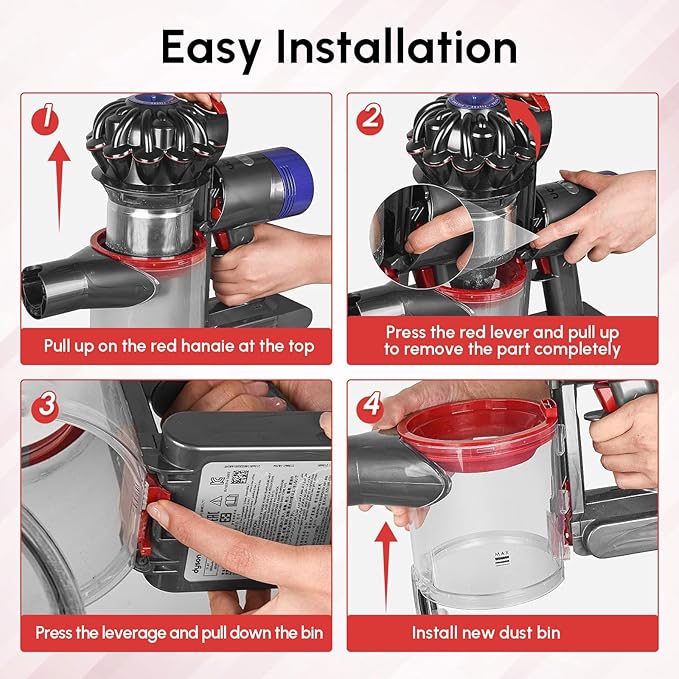 Dust Bin Replacement Parts for Dyson,For V7 V8 SV10 SV11 Detect Slim, Vacuum Cleaner Canister Bin Accessories Part,Clear Bin Attachments Can Hold Animal Pet Hair l.No.967699-01