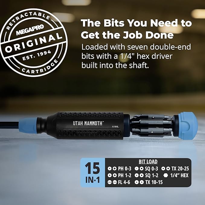 MEGAPRO짰 NHL짰 Team Edition Multi-bit Screwdriver | Officially Licensed NHL짰 Gear | Durable, Ergonomic, Pro-Grade Screwdriver (Utah Mammoth??