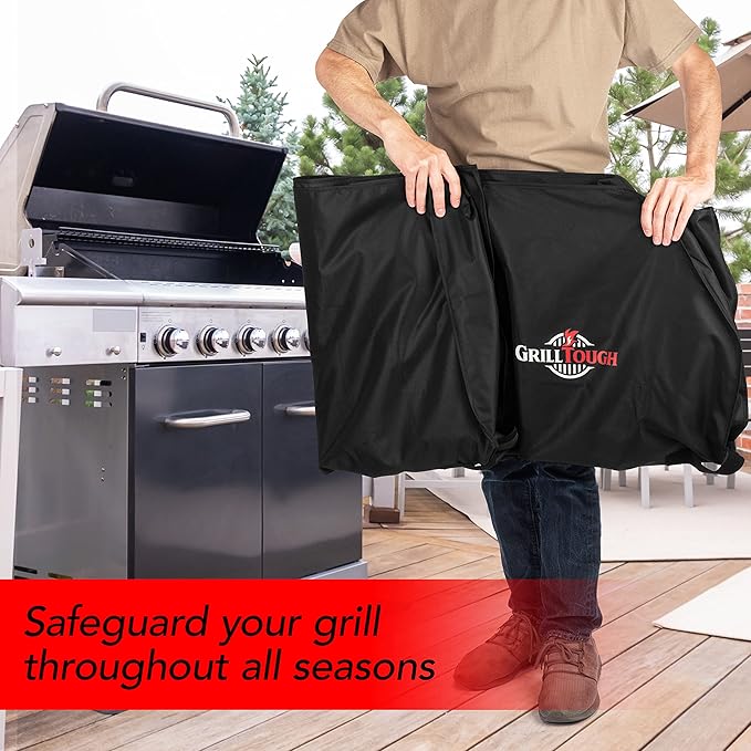 Heavy Duty BBQ Grill Cover for Outdoor Grill, 72 Inch ??Waterproof, Weather Resistant, UV & Fade Resistant with Adjustable Straps ??Gas Grill Cover for Weber, Genesis, Charbroil, etc. Black
