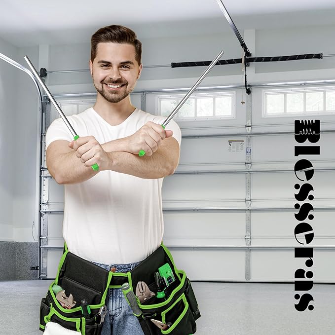 Garage Door Torsion Spring Winding Bars with Non-Slip Handle, D1/2'' x L17.2'', 2-Pack, Lime Green