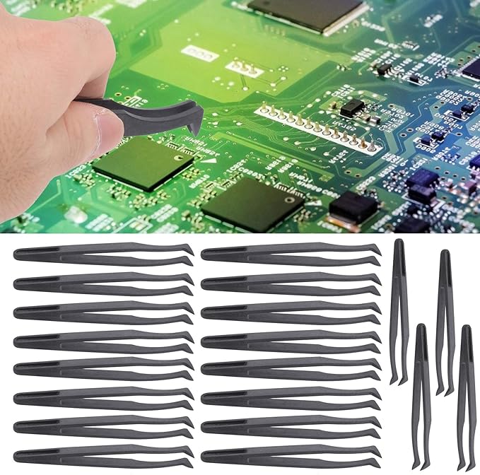 20Pcs Industrial Tweezers, 20Pcs 93306 Anti‑Static Tweezers Accury and Small in Size PPS+carbon Fiber for Processing and Installation Of Components