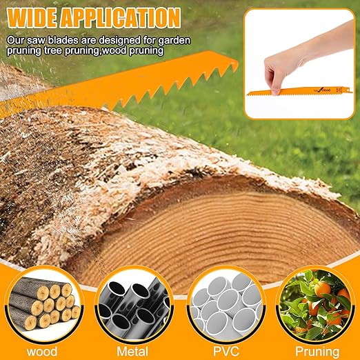 Lothee 100 Pack 6tpi Reciprocating Saw Blade Bulk Taper-Back Bi-Metal Saw Blades for Metal Woodcutting General Purpose Wood Cutting Pipe (9 Inch)