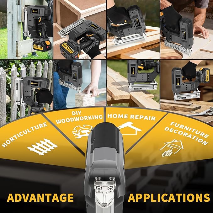 Nail Gun, Brad Nailer Cordless with 2 x 4.0Ah Battery, 2-in-1 18 Gauge Electric Pistola De Clavos De Bateria with 1200pcs Nails,Power Nailers & Staplers for Woodworking, Home Improvement DIY