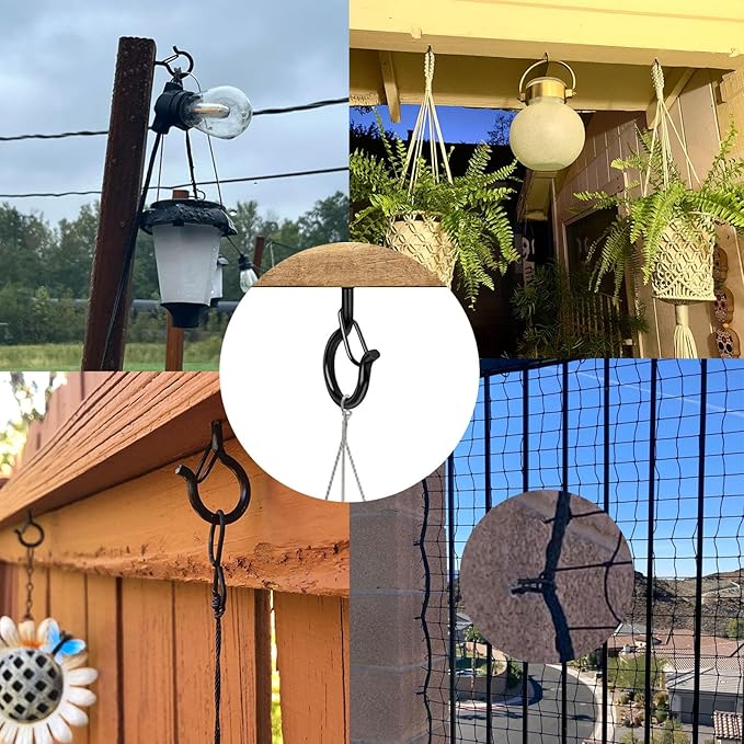 22 Pack Screw Hooks for Hanging Outdoor String Lights, Heavy Duty 2.2 Inch Black Q-Hanger Hanging Christmas Lights, Plants Include 1 Wing Nut Driver, Wall Wood Ceiling Deck Mount