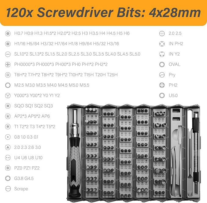 Precision Screwdriver Set, 126-in-1 Electronics Repair Tool Kit with CR-V Steel Bits, Magnetic Case, Flexible Shaft & Ergonomic Handle for Laptop, Phone, Watch, Game Console, Student & DIY Projects