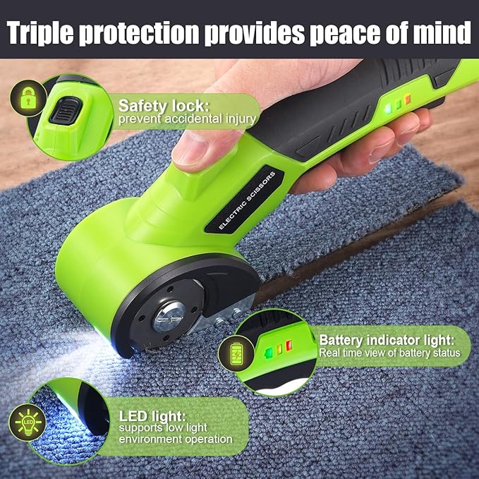 Electric Scissors,Cardboard Cutter,Electric Box Cutter,3.6V Cordless Scissors,Cardboard Cutter with 2 Safety Blades And Storage Bag
