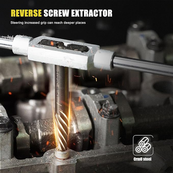 TOPEC Damaged Screw Extractor Set, 7 Piece Easy Out Bolt Extractor for Easily Remove Broken Bolts, Stripped Screws, Studs - Christmas Stocking Stuffers Gifts for Men