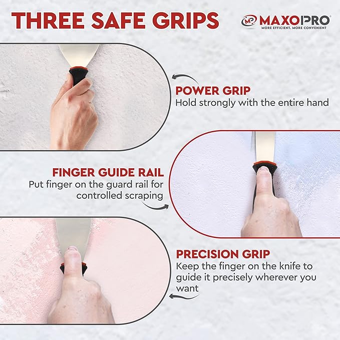 Professional Putty Knife Set Stainless Steel ??5Pcs Durable Putty Knife Scrapers for Drywall Spackle, Filing, Paint Scraping ??Puddy Knife Wall Repair Kit with Ergonomic Non-Slip Handle